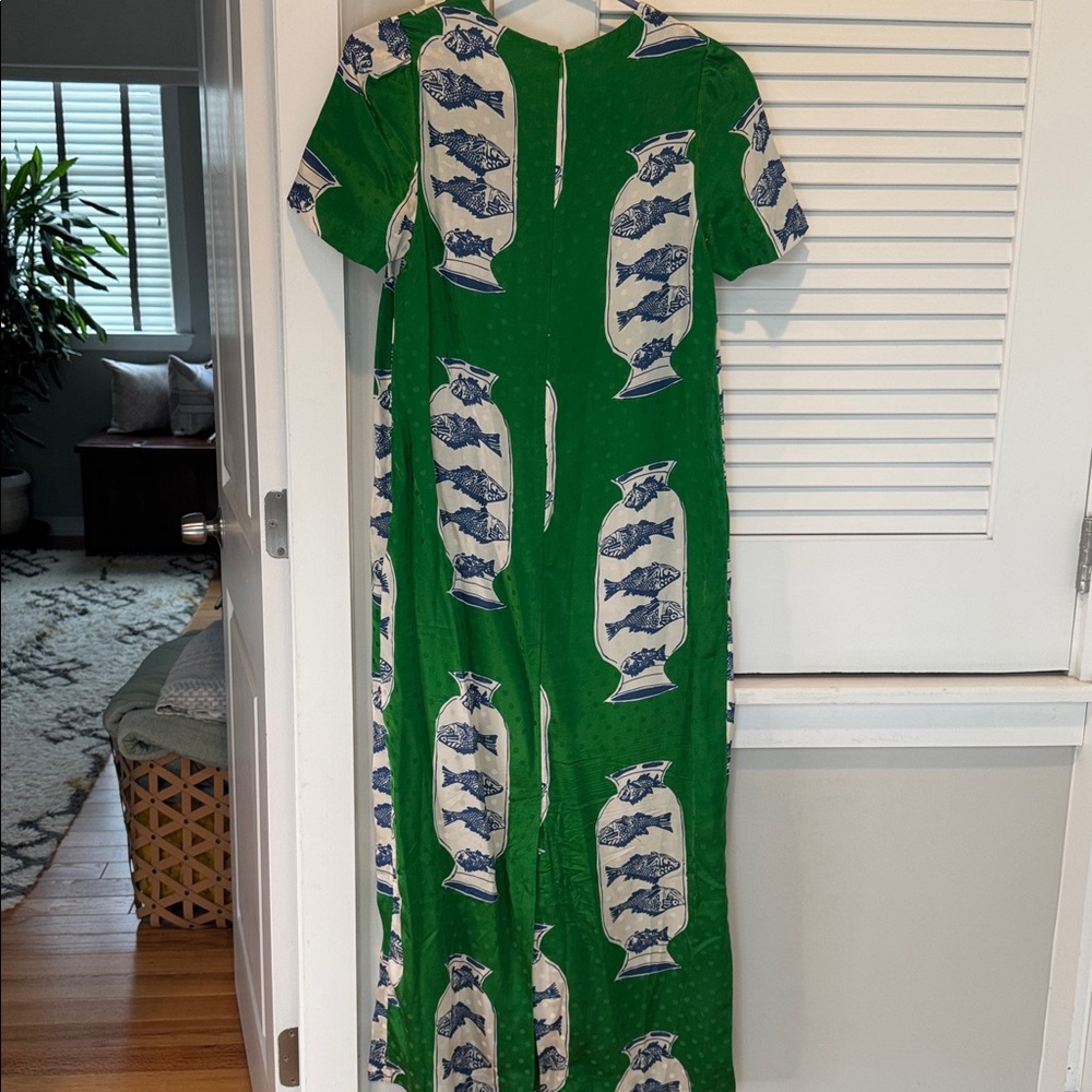 Hunter Bell Green and Blue Fish Print Dress (Valerie Dress) - Picture 3 of 4